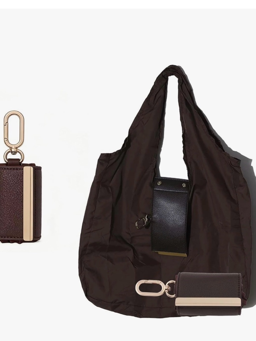 Foldable Tote Bag Keychain - Large Capacity Portable Shopping Bag Keyring